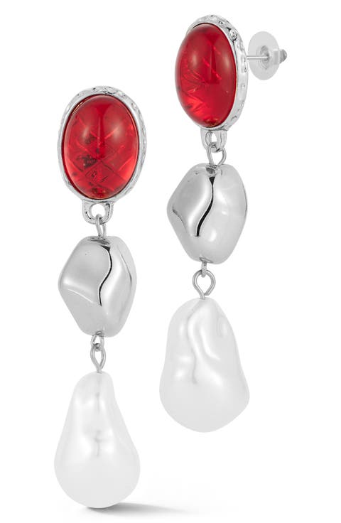 Pebble Faux Pearl Drop Earrings