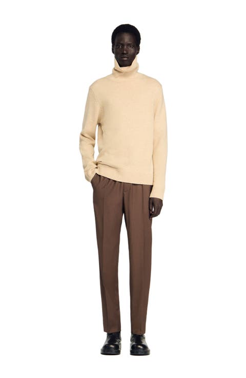 Elasticated straight-leg trousers
