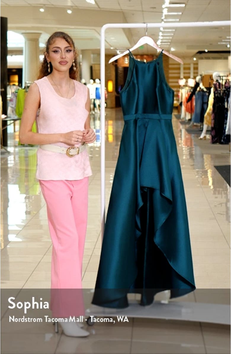 Broadway Show Satin High-Low Gown, sales video thumbnail