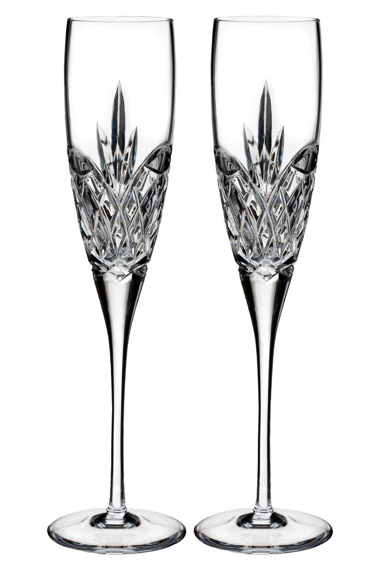 Love Forever Set of 2 Lead Crystal Champagne Flutes, Alternate, color, CLEAR