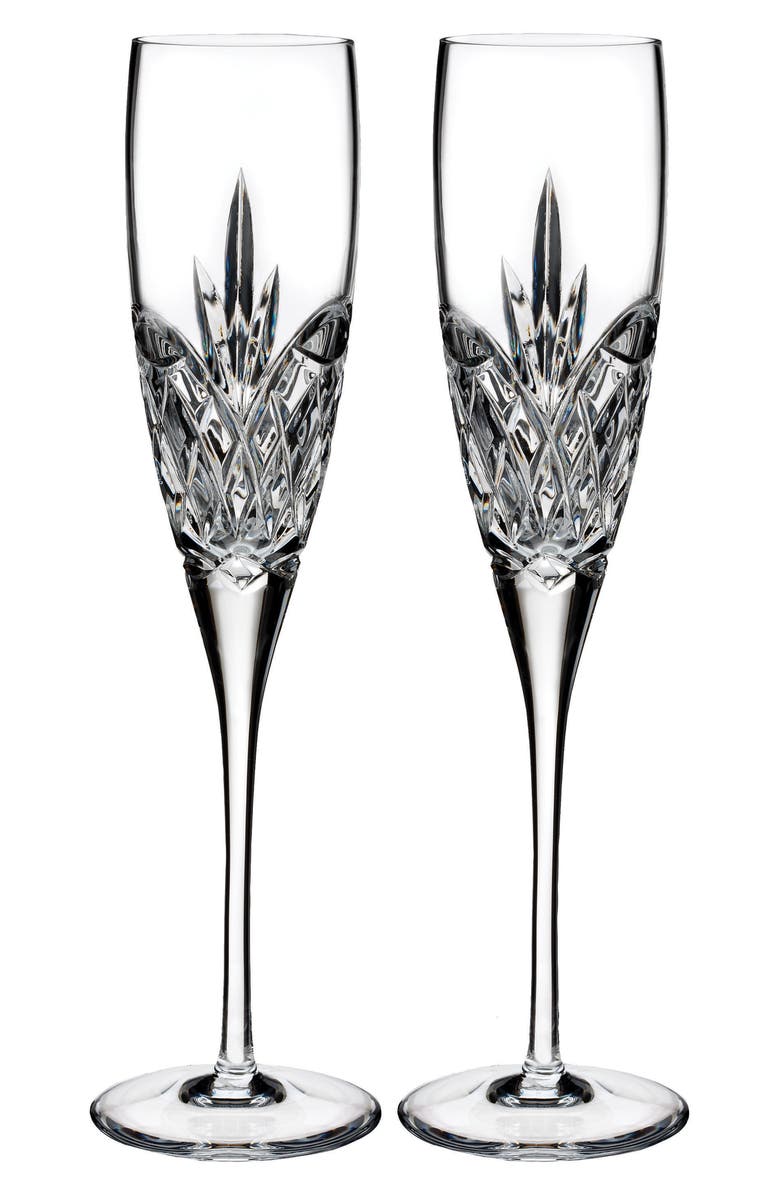 Waterford Love Forever Set of 2 Lead Crystal Champagne Flutes, Alternate, color, Clear