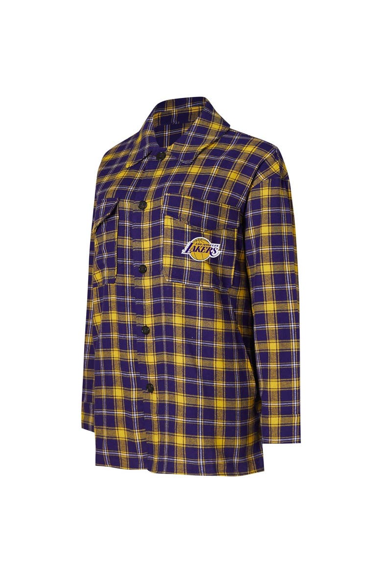 Women's College Concepts Purple/Gold Los Angeles Lakers Boyfriend Button-Up Nightshirt, Alternate, color, Purple