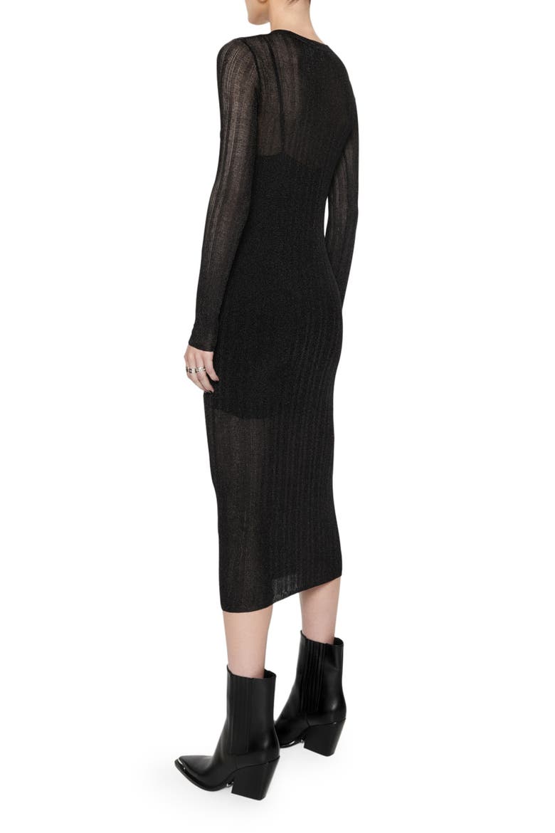 Abbey Long Sleeve Midi Sweater Dress, Alternate, color, METALLIC BLACK