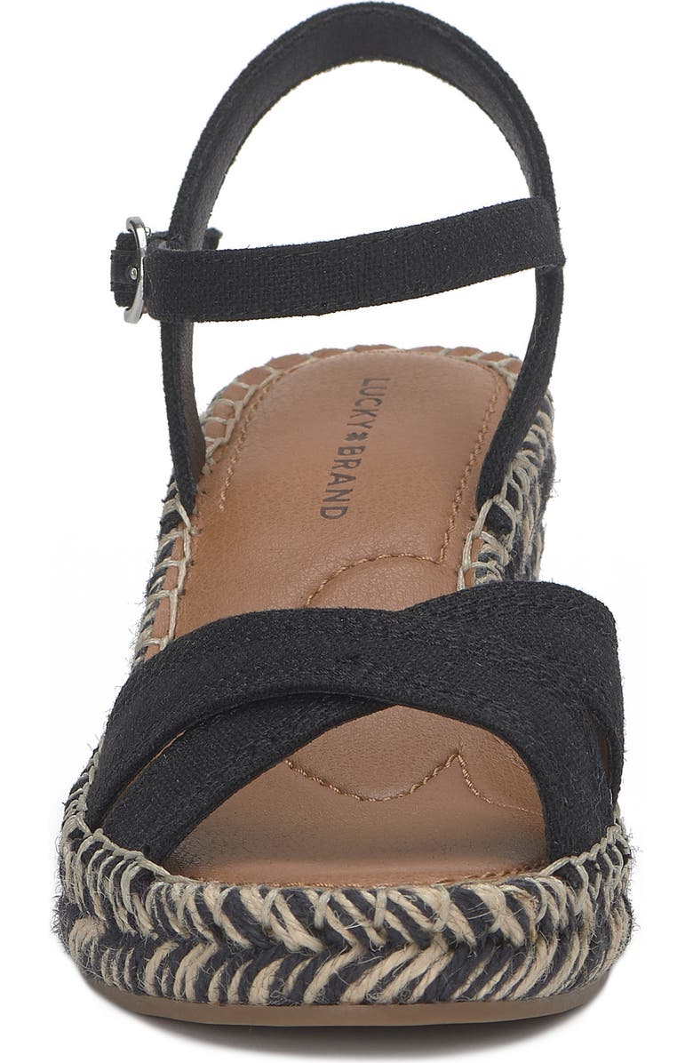 Lucky Brand Candyr Platform Wedge Sandal, Alternate, color, Black Linen