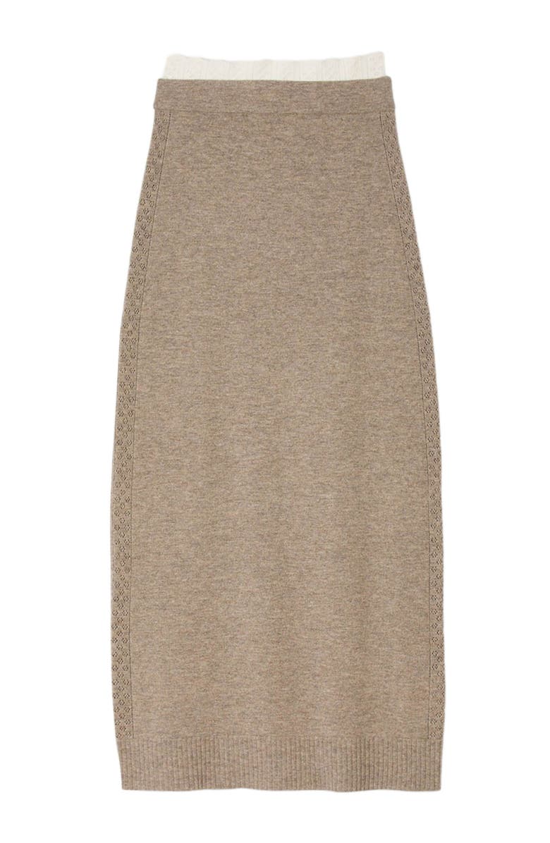 SANDRO Long two-tone knit skirt, Alternate, color, Caramel