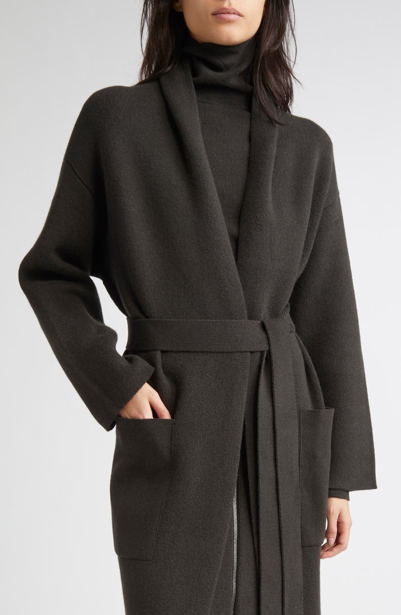 Johnstons of Elgin Belted Double Face Stretch Cashmere & Merino Wool Jacket, Alternate, color, Iron/ Black