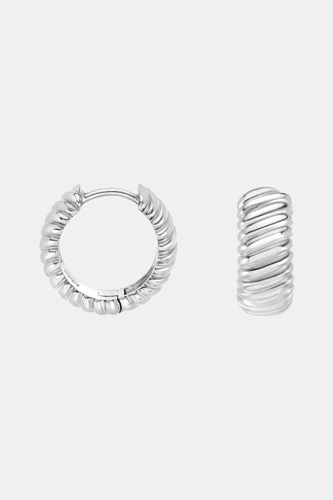 Wide Twist Huggie Hoops