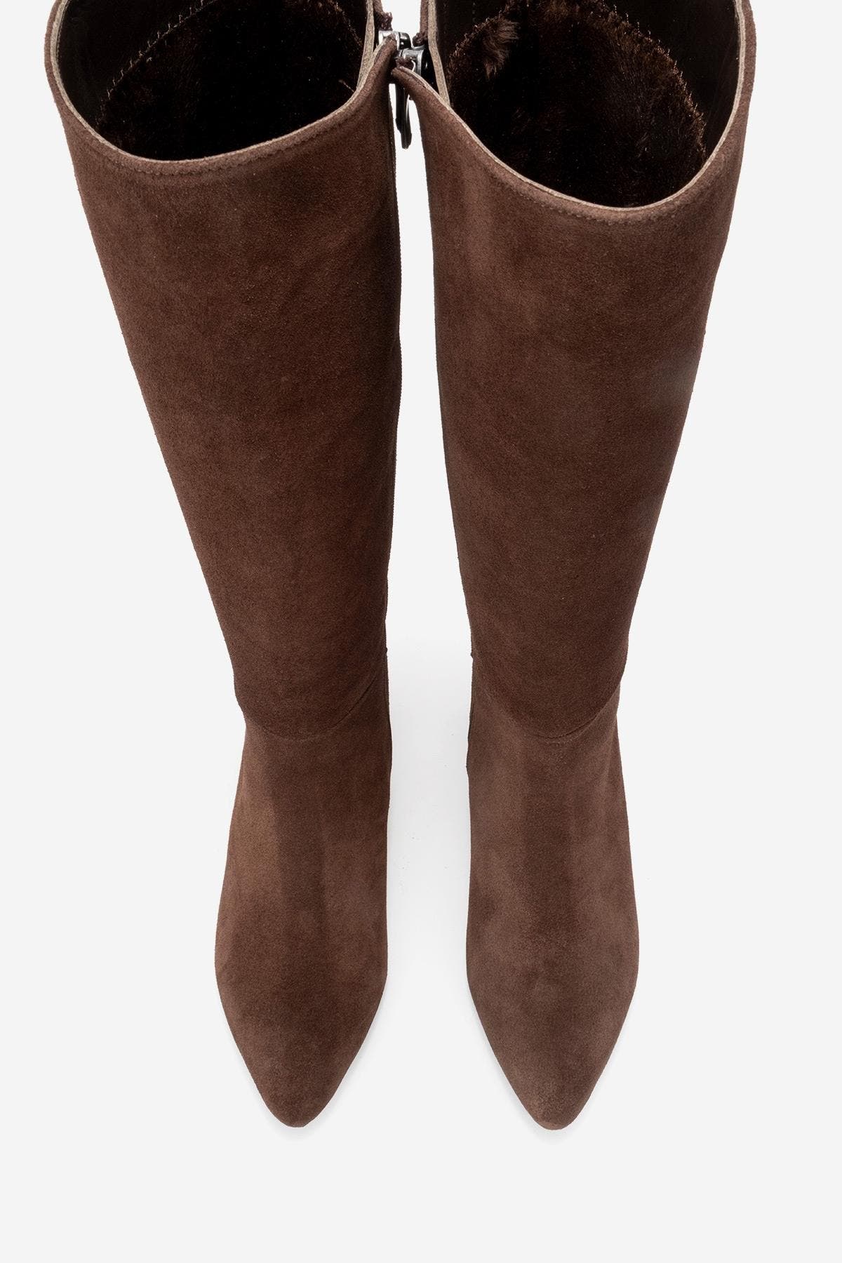 Sejas Leather Block Heel Knee-High Boot, Alternate, color, Brown Suede Leather