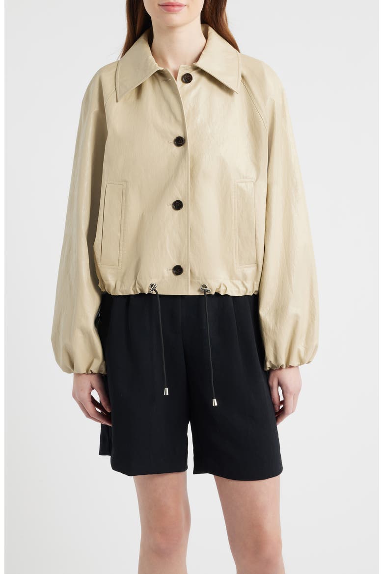 North Drawstring Hem Faux Leather Jacket, Alternate, color, DUNE