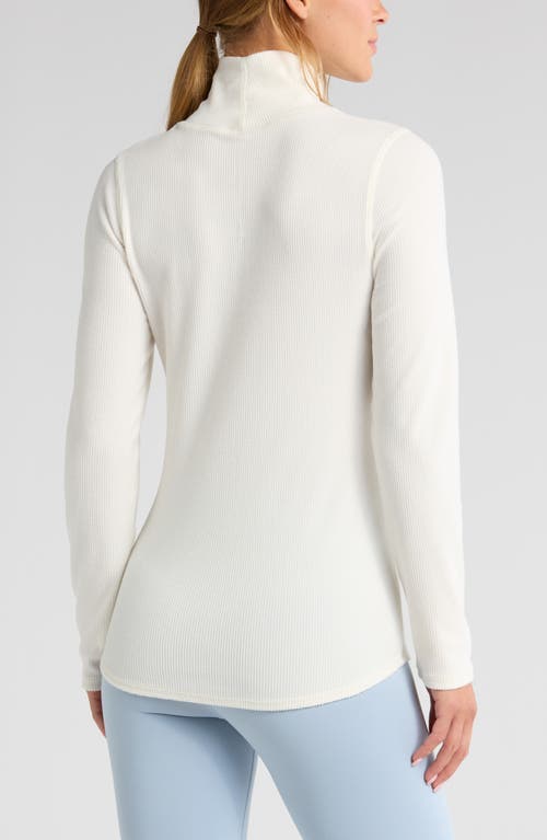 Zella Cozy Rib Mock Neck Top In Ivory Egret