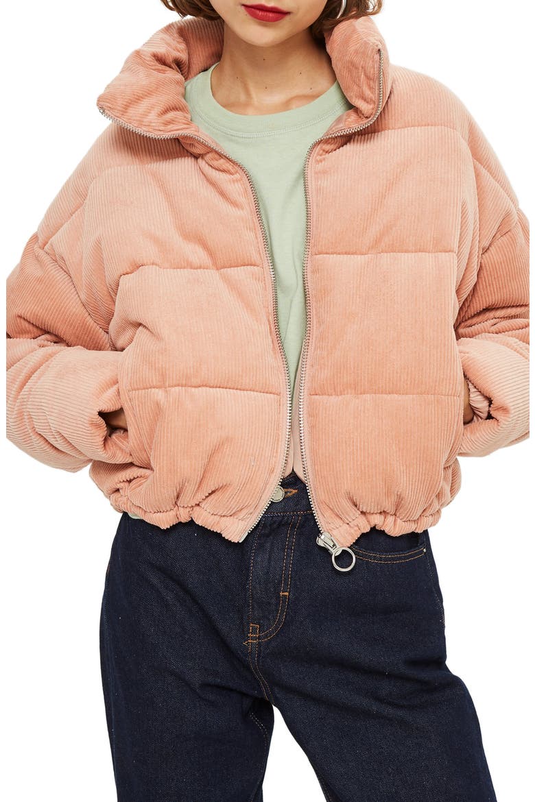 Corduroy Puffer Jacket, Main, color, PINK