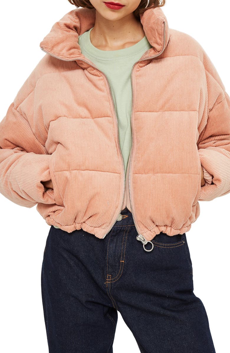 Topshop Corduroy Puffer Jacket, Main, color,