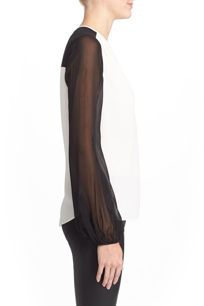 'Nikki' Silk Top, Alternate, color, IVORY/ BLACK