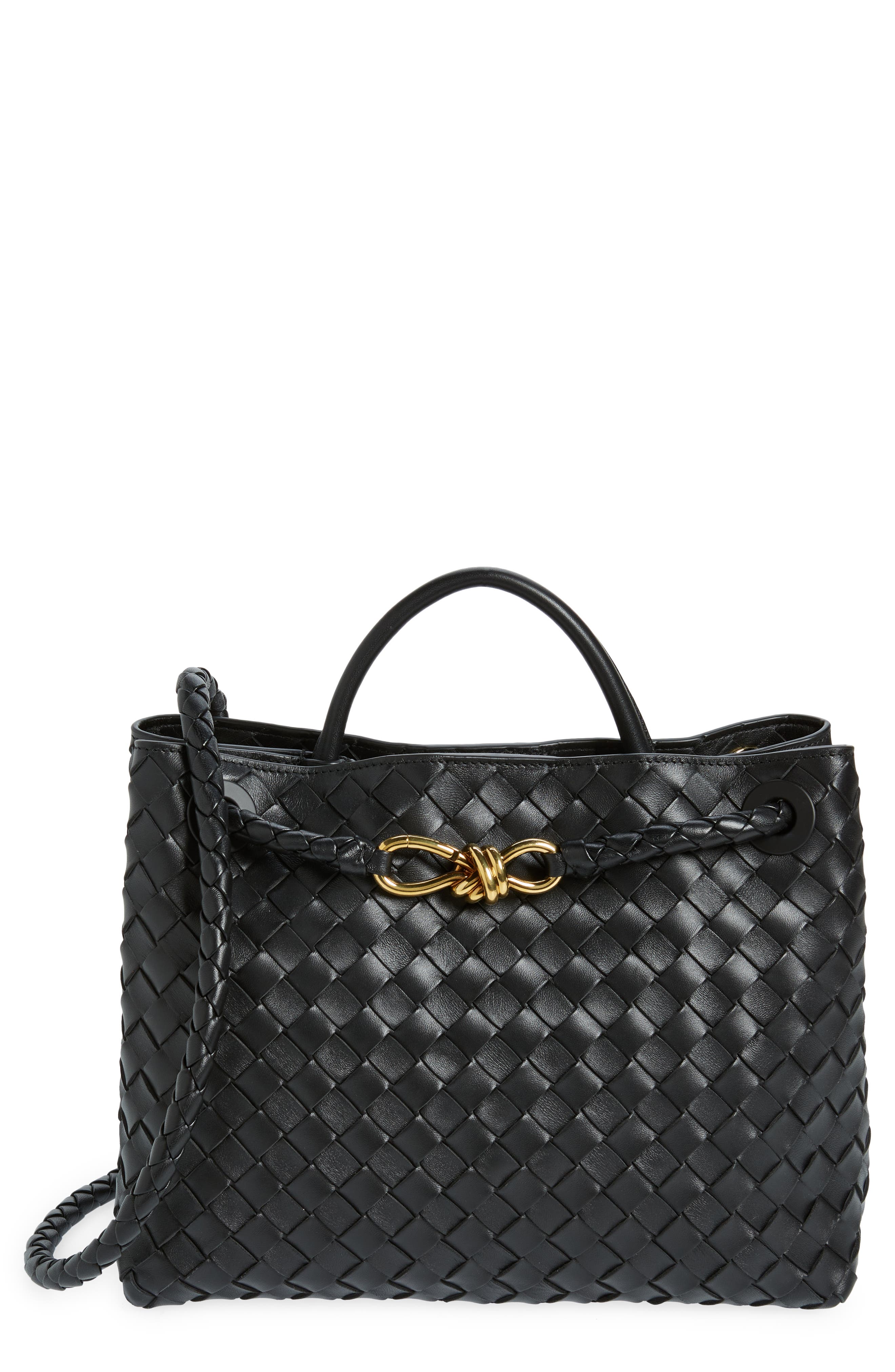 Bottega Veneta Medium Andiamo Intrecciato Shoulder Bag, Main, color, 1139 Black-M Brass-Black