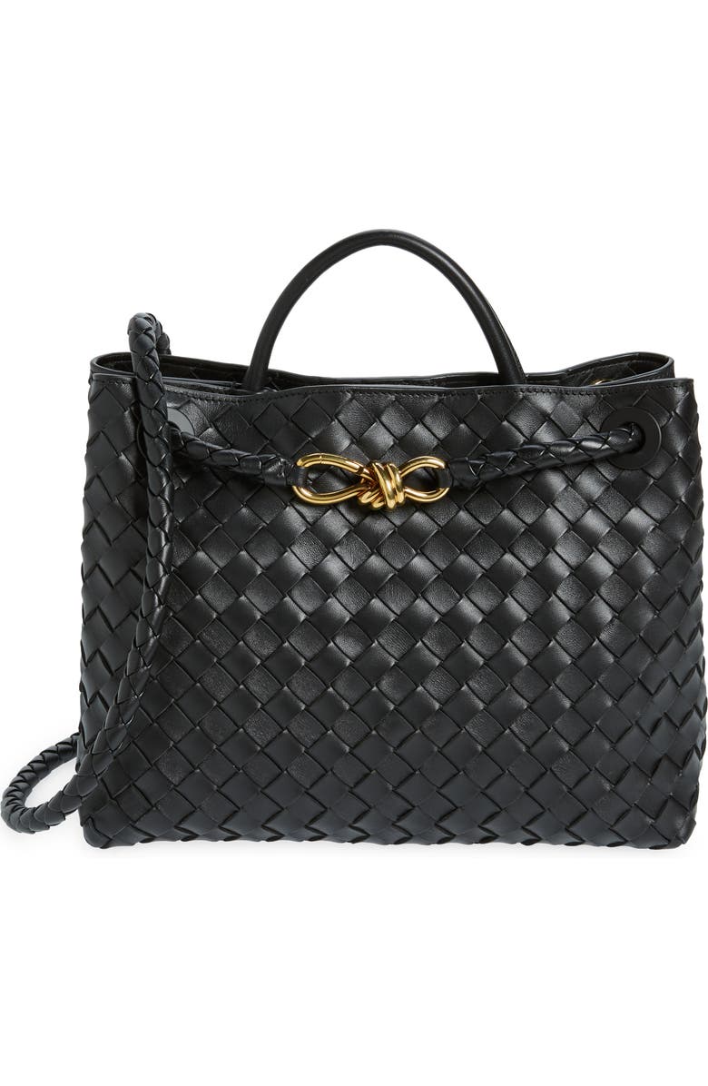 Bottega Veneta Medium Andiamo Intrecciato Shoulder Bag, Main, color, 1139 Black-M Brass-Black