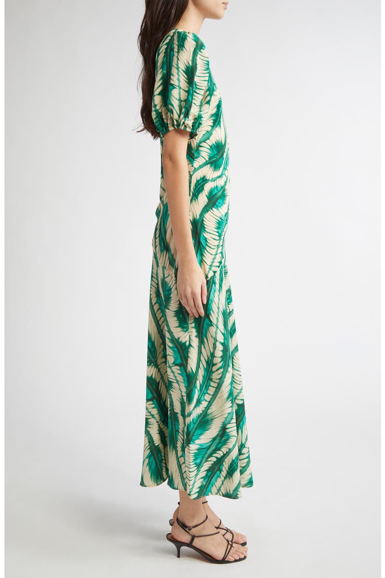 Ines Puff Sleeve Silk Maxi Dress, Alternate, color, ACACIA