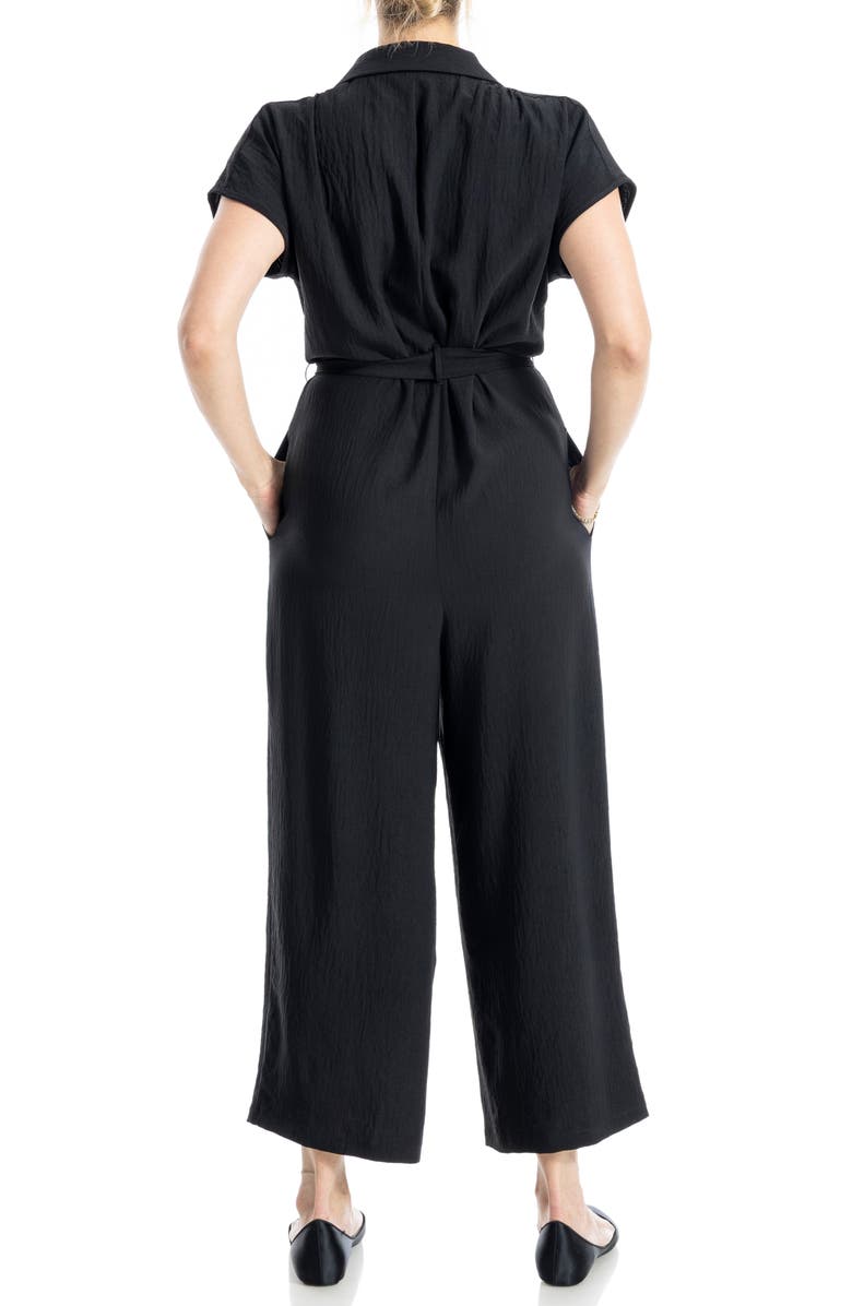 MAX STUDIO Collared Short Sleeve Tie Waist Jumpsuit, Alternate, color,