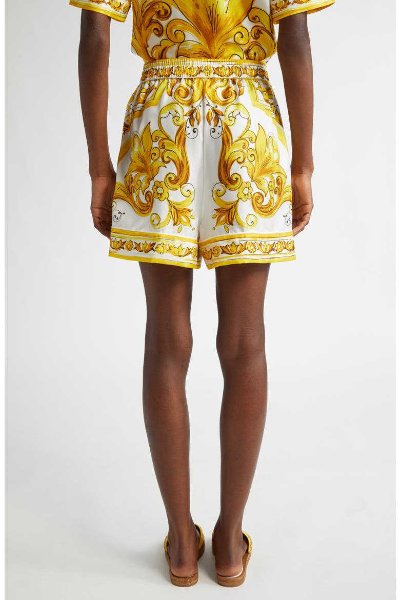 Majolica Print Silk Pajama Shorts, Alternate, color, H03TN MAIOLICA 3 GIALLO