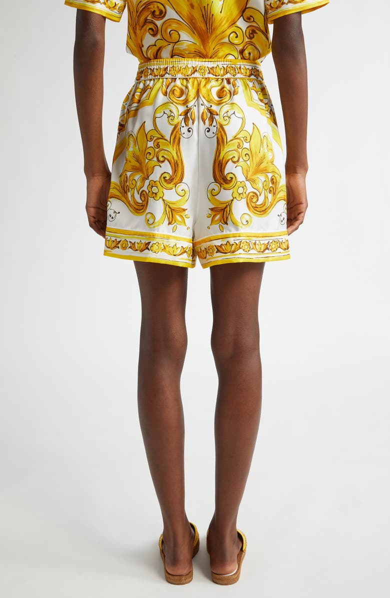 Dolce&Gabbana Majolica Print Silk Pajama Shorts, Alternate, color,