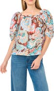 Vince Camuto Puff Sleeve Printed Top