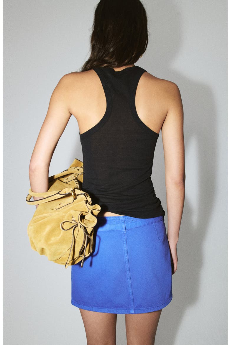 Ruched Cotton Top, Alternate, color, BLACK
