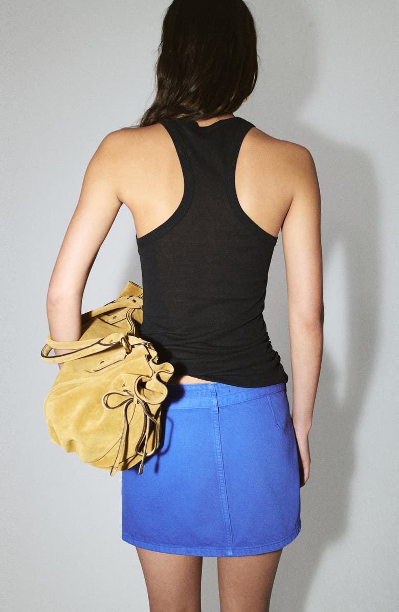 MANGO Featuring Hailey Bieber Ruched Cotton Top, Alternate, color, 