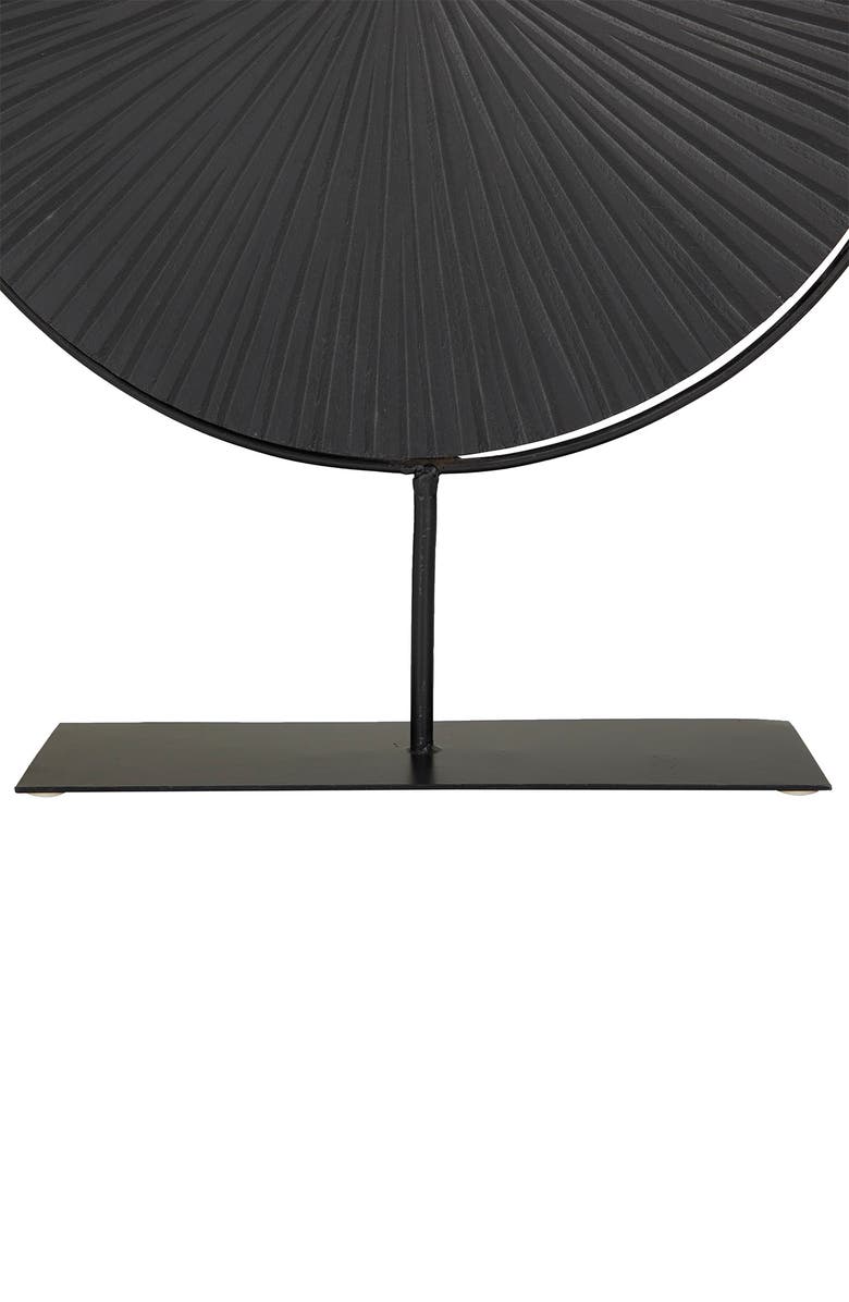 VIVIAN LUNE HOME Black Metal Carved Starburst Sculpture with Stand, Alternate, color, Black