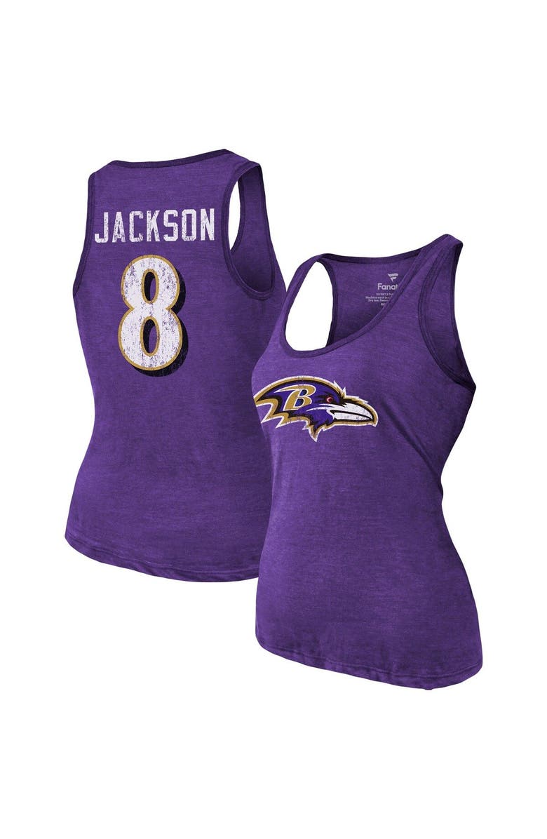 Majestic Threads Women's Majestic Threads Heathered Purple Baltimore Ravens Name & Number Tri-Blend Tank Top, Main, color, 