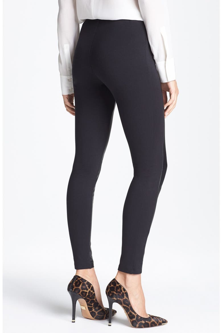 Faux Leather Front Leggings, Alternate, color, BLACK