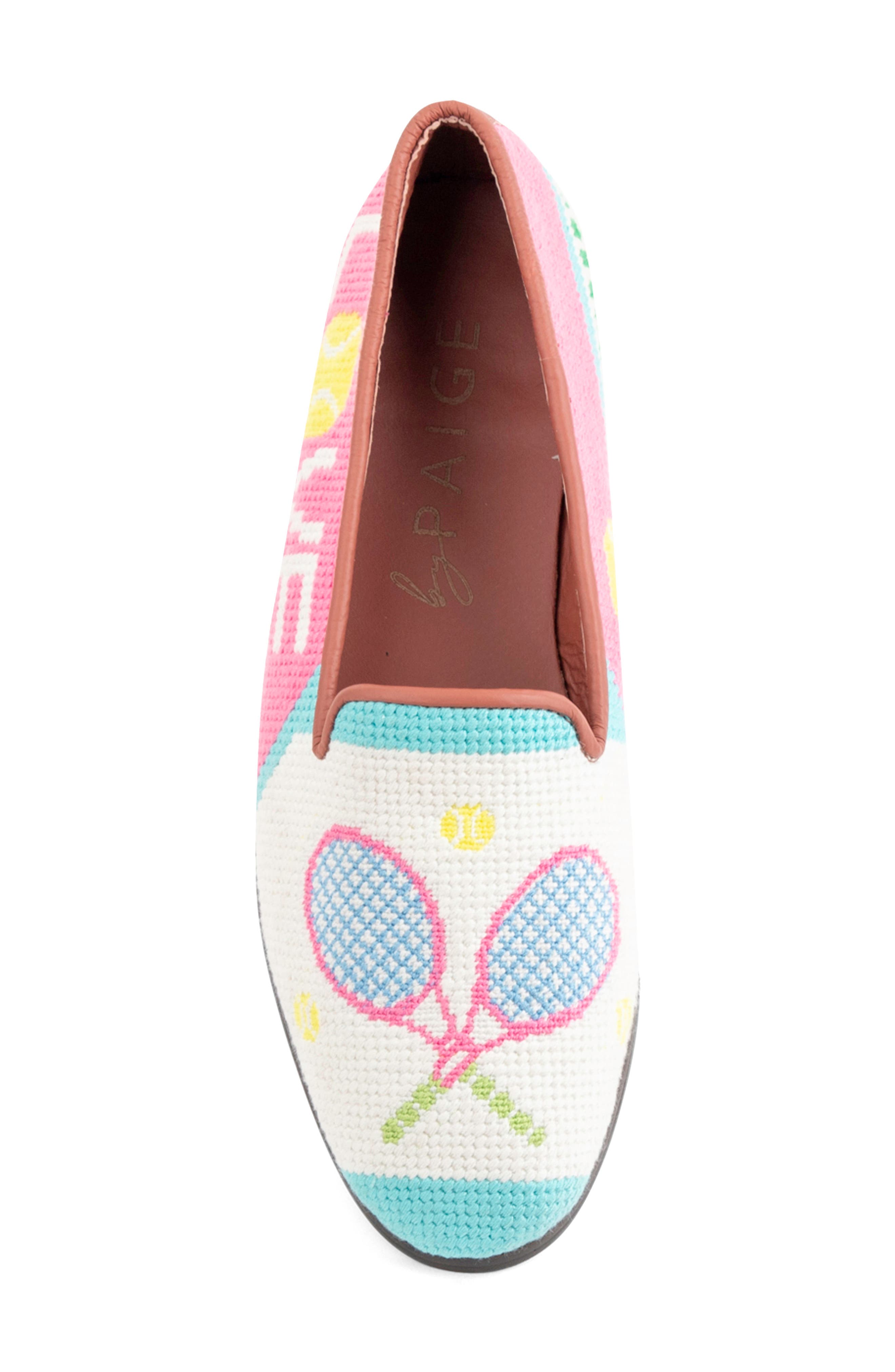 ByPaige Needlepoint Tennis Flat, Alternate, color, Pink Multi