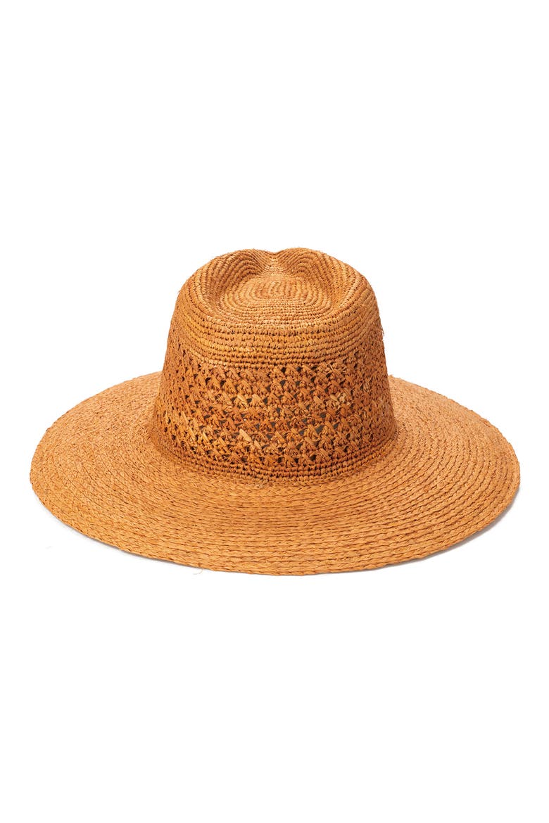 Packable Crochet Raffia Braided Brim Hat, Alternate, color, RUST