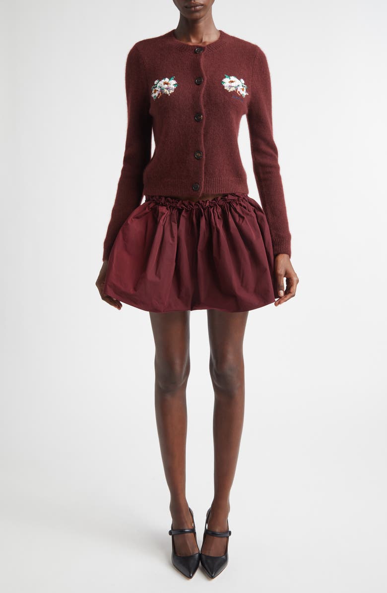 Shushu/Tong Floral Waist Miniskirt, Alternate, color, Wine Red