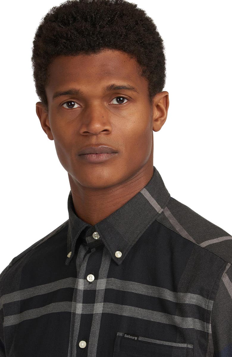 Barbour Dunoon Tailored Fit Plaid Button-Down Shirt, Alternate, color, Graphite