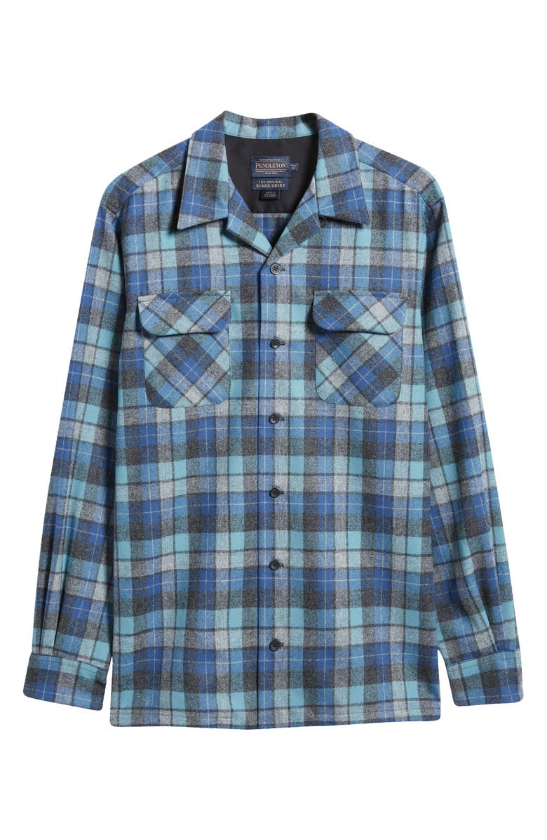 Pendleton Board Plaid Virgin Wool Flannel Button-Up Shirt, Alternate, color, 