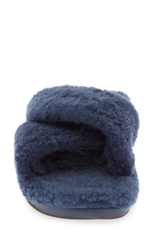 Olukai Hila Heu Genuine Shearling Slipper In Blue