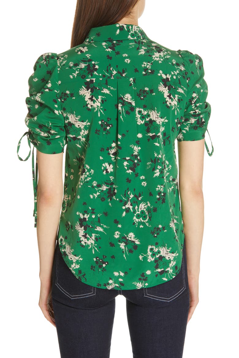 Carmine Ruched Sleeve Blouse, Alternate, color, GREEN MULTI