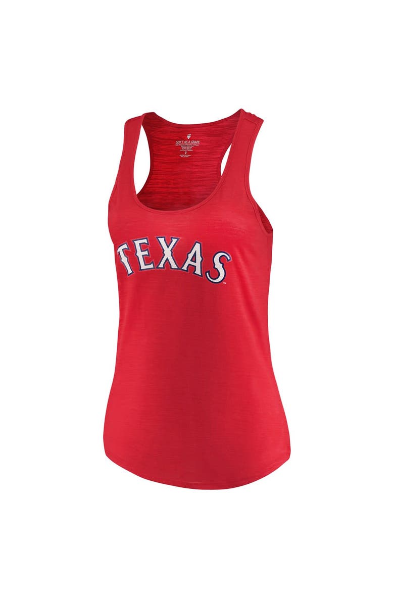 SOFT AS A GRAPE Women's Soft as a Grape Red Texas Rangers Plus Size Swing for the Fences Racerback Tank Top, Alternate, color, 
