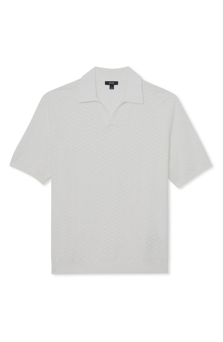 Reiss Sol Geo Open Stitch Knit Polo, Alternate, color, White