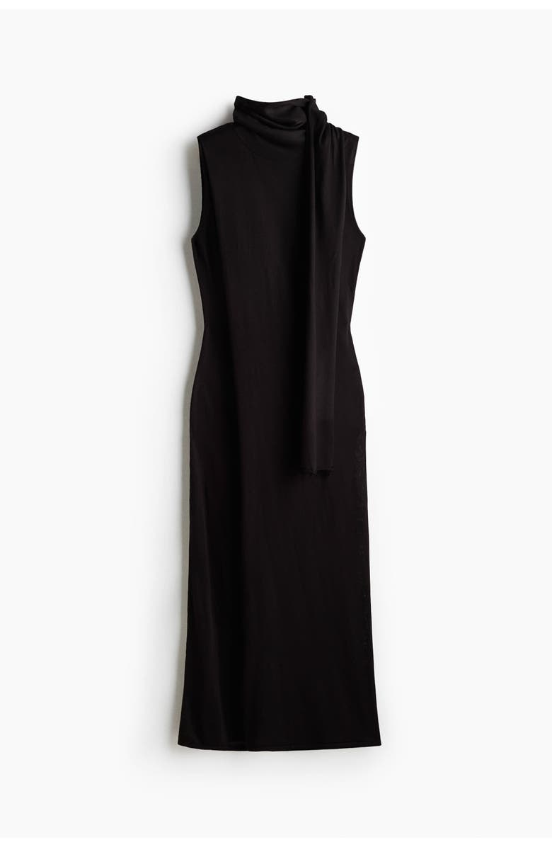 H&M Scarf-collar Dress, Main, color, Black