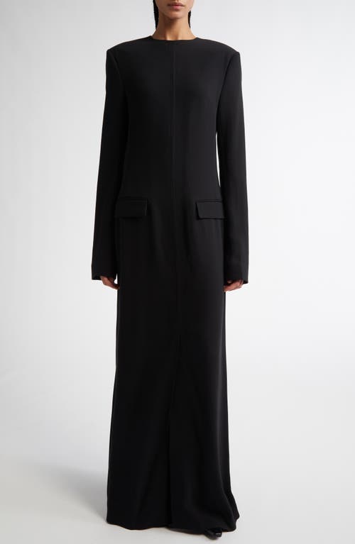 Totême Long Crepe Pocket Dress In Black