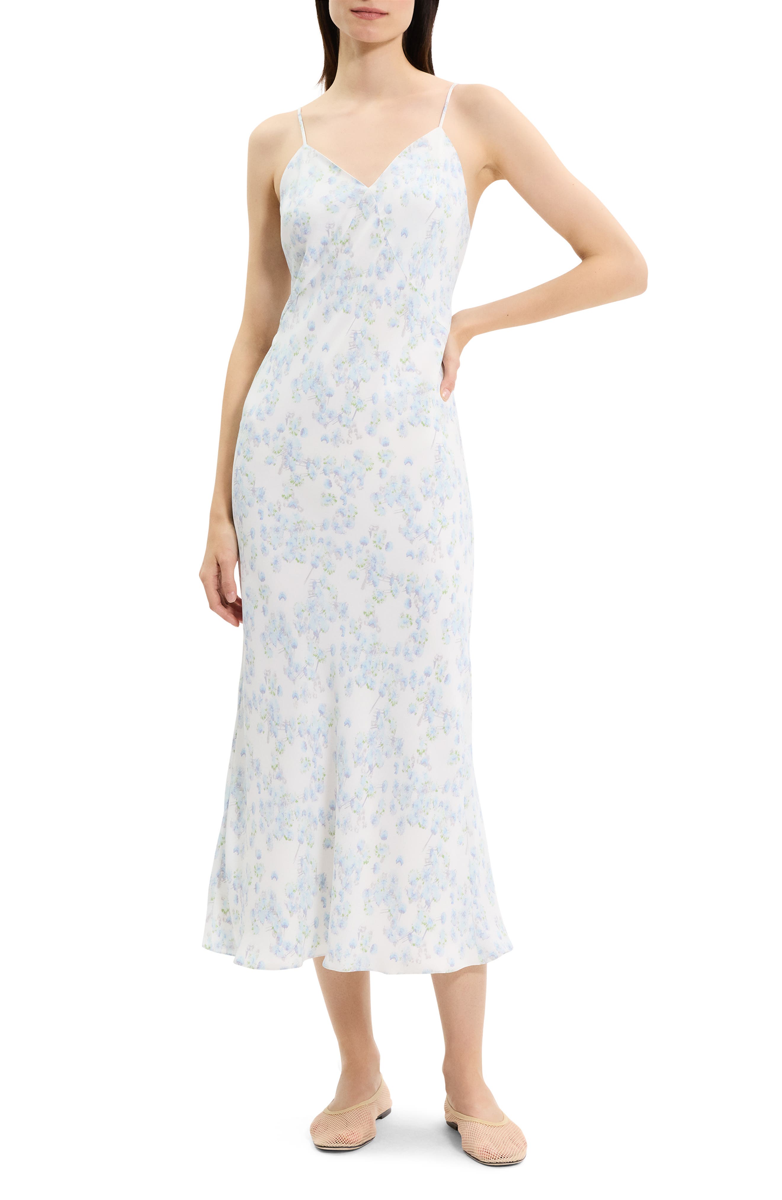 Theory Floral Print Maxi Slipdress