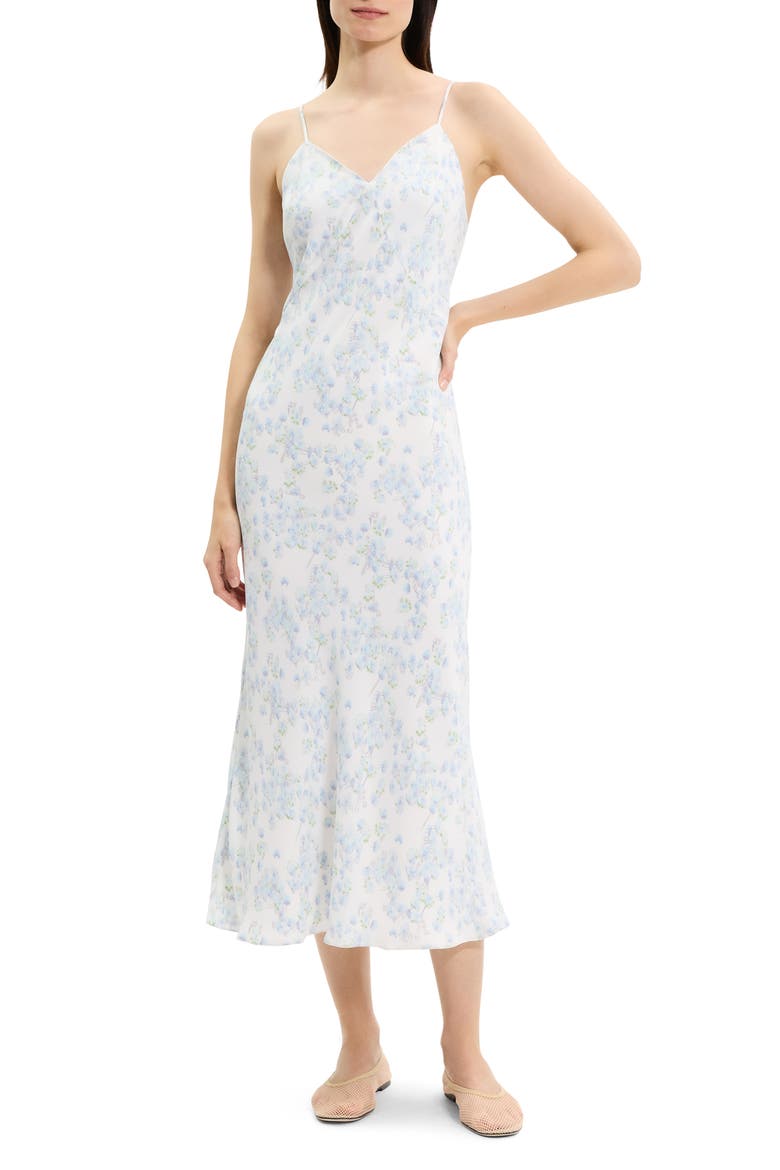 Floral Print Maxi Slipdress, Main, color, WHITE MULTI