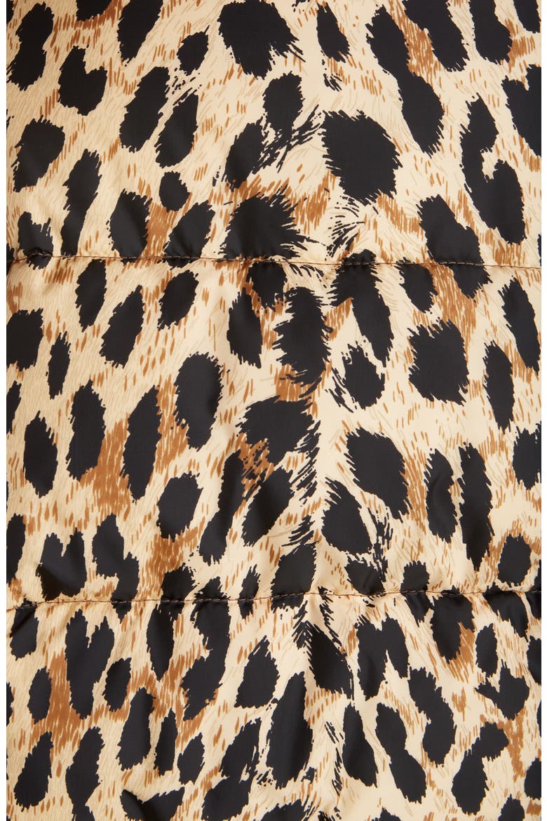 Leopard Print Nylon Cocoon Puffer Coat, Alternate, color, BEIGE