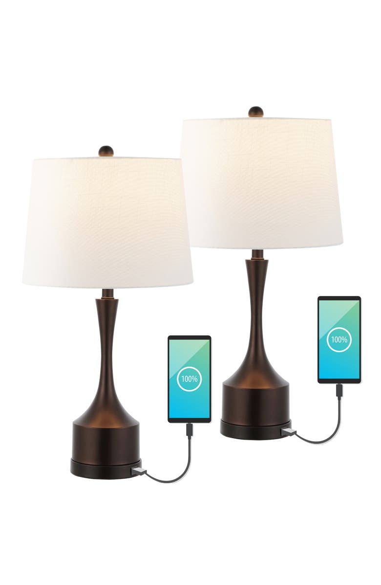 JONATHAN Y Cooper 26" Classic French Country Iron LED Table Lamp with USB Charging Port, Alternate, color, Oil Rubbed Bronze