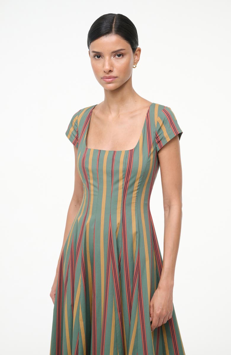 STAUD Wells Stripe Stretch Cotton Midi Dress, Alternate, color, Trailblazer Stripe