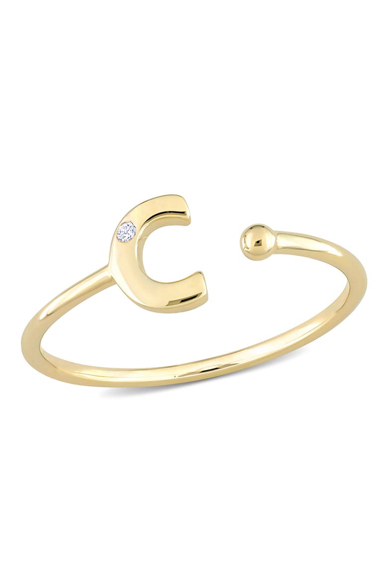Diamond Initial Ring 10k Yellow Gold, Main, color, C