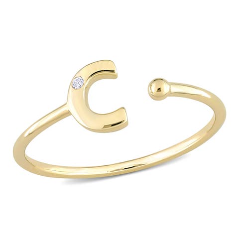 Diamond Initial Ring 10k Yellow Gold