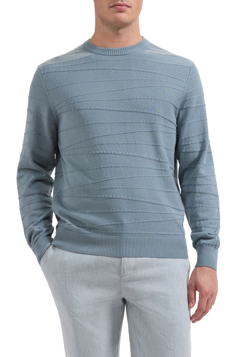 Textured Cotton & Silk Crewneck Sweater, Main, color, SHARK