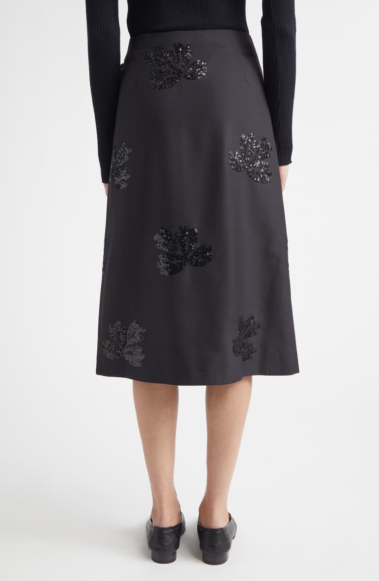 Herno Sequin Embroidered Flannel Wrap Skirt, Alternate, color, Nero