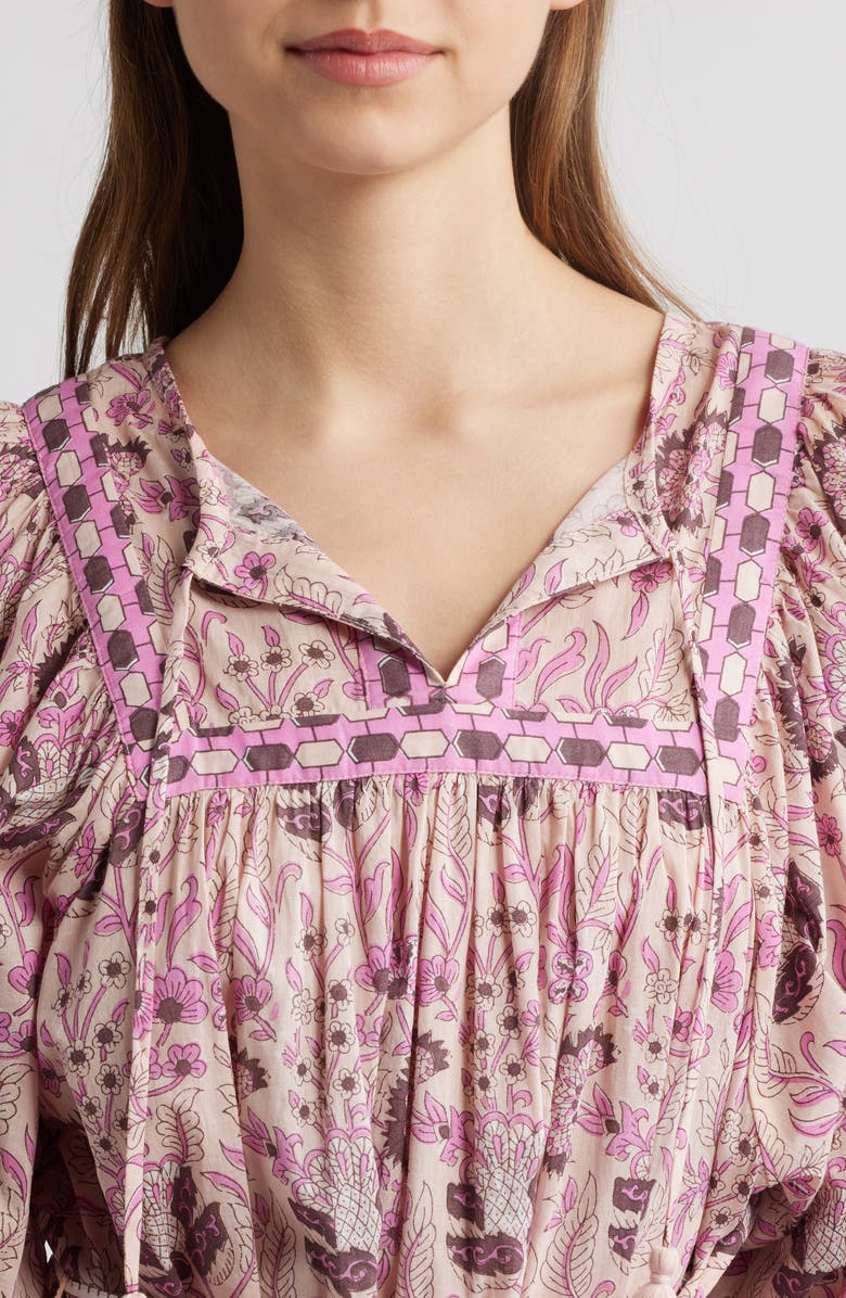 Cleobella Magdalena Puff Sleeve Organic Cotton Minidress, Alternate, color, Vintage Rose